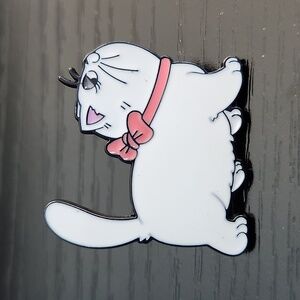 Albino White Fat Cat Enamel Pin